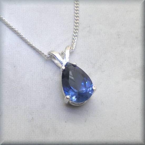 Blue Sapphire Necklace - Pear Cut - September Birthstone