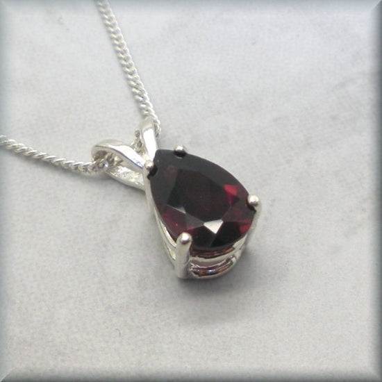 Teardrop Garnet Necklace - January Birthstone