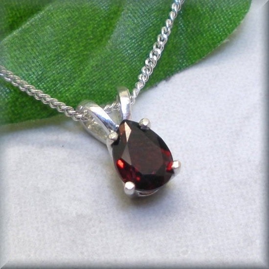 Teardrop Garnet Necklace - January Birthstone