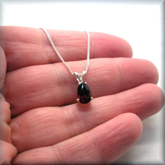 Teardrop Garnet Necklace - January Birthstone