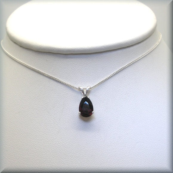 Teardrop Garnet Necklace - January Birthstone