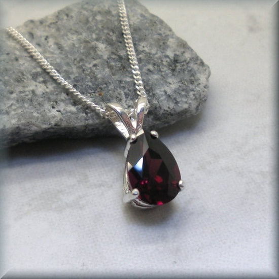 Teardrop Garnet Necklace - January Birthstone