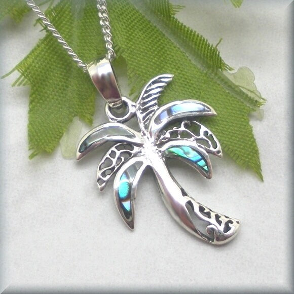 Abalone Palm Tree Necklace