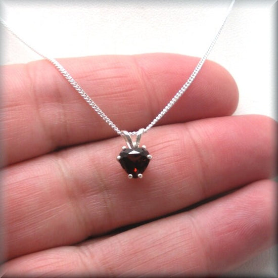 Red Garnet Heart Necklace - January Birthstone