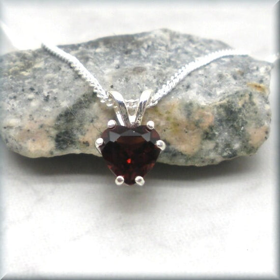 Red Garnet Heart Necklace - January Birthstone