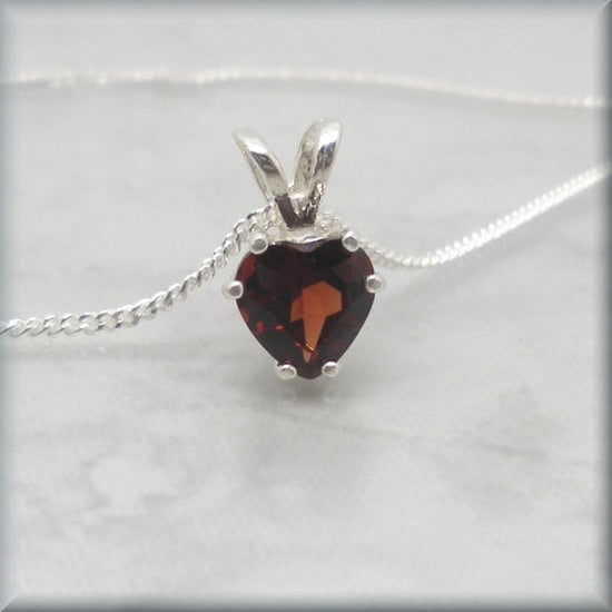 Red Garnet Heart Necklace - January Birthstone