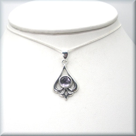 Amethyst Rose Cut Necklace - February Birthstone