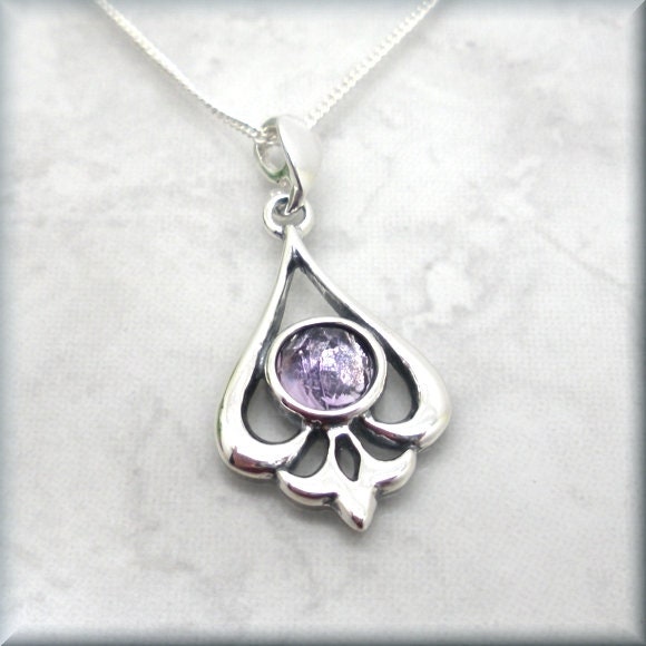 Amethyst Rose Cut Necklace - February Birthstone