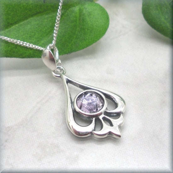 Amethyst Rose Cut Necklace - February Birthstone