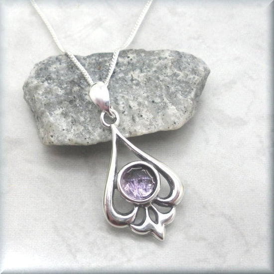 Amethyst Rose Cut Necklace - February Birthstone