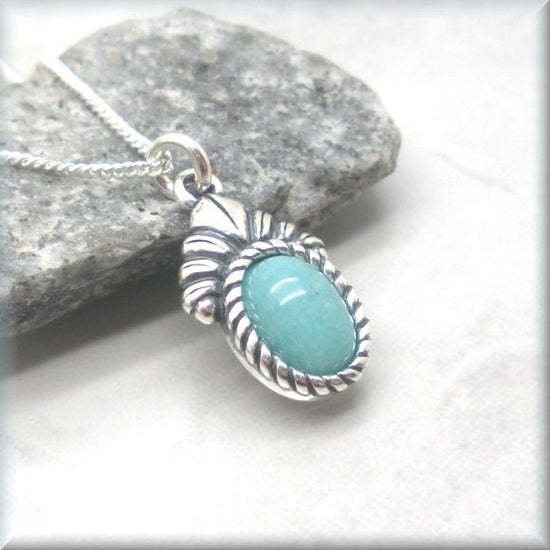 Amazonite Oval Gemstone Necklace - Sterling Silver