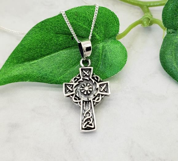 Small Celtic Cross Necklace - Sterling Silver