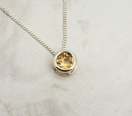 Golden Citrine Slider Necklace - November Birthstone