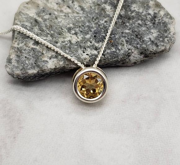 Golden Citrine Slider Necklace - November Birthstone