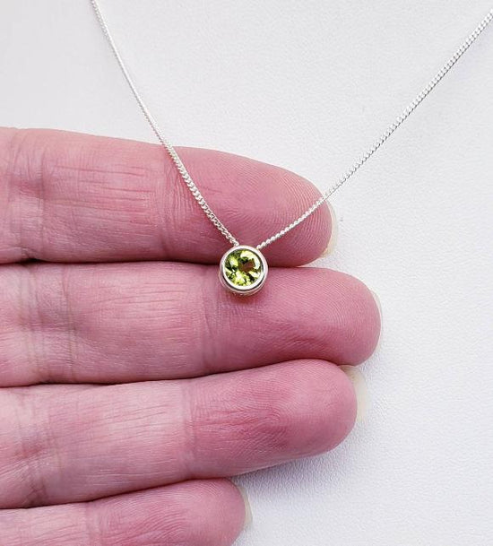 Peridot Slider Necklace - August Birthstone