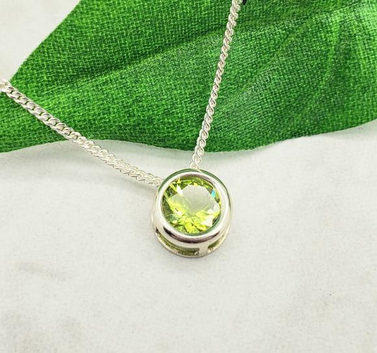 Peridot Slider Necklace - August Birthstone