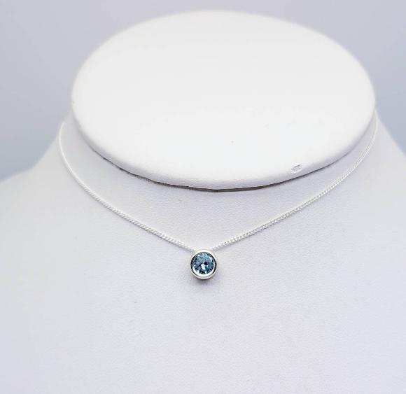 Sky Blue Topaz Slider Necklace - March Birthstone