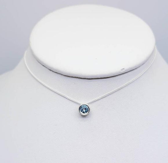 Sky Blue Topaz Slider Necklace - March Birthstone