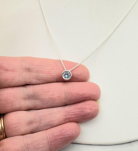Sky Blue Topaz Slider Necklace - March Birthstone