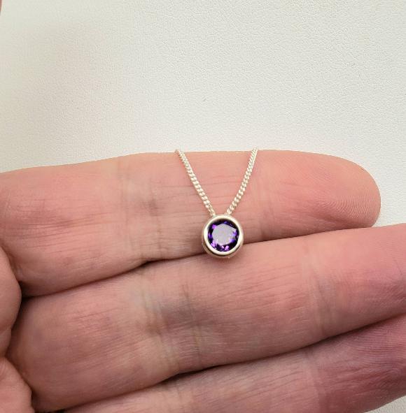 Amethyst Slider Necklace - February Birthstone