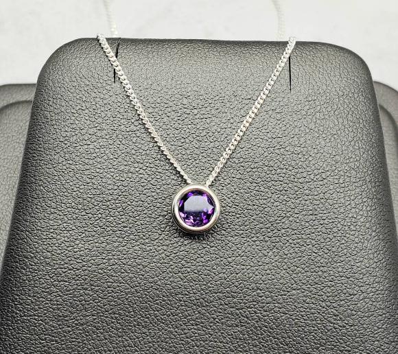 Amethyst Slider Necklace - February Birthstone