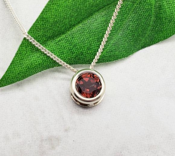 Garnet Slider Necklace - January Birthstone