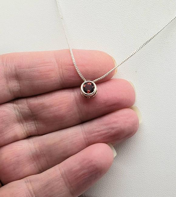 Garnet Slider Necklace - January Birthstone