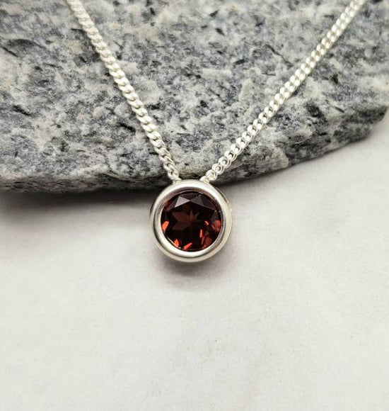 Garnet Slider Necklace - January Birthstone