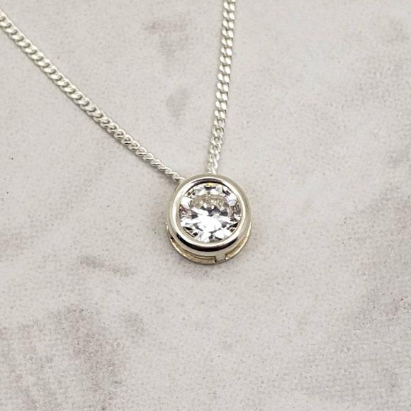 Crystal CZ Slider Necklace - April Birthstone