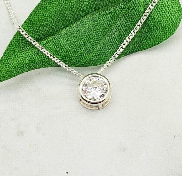 Crystal CZ Slider Necklace - April Birthstone