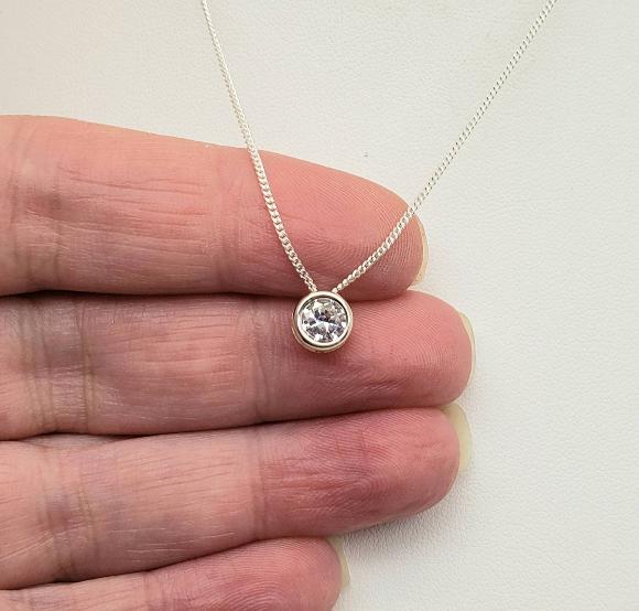 Crystal CZ Slider Necklace - April Birthstone