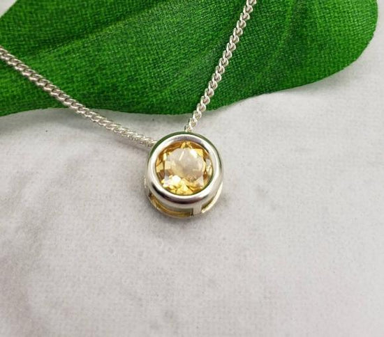 Golden Citrine Slider Necklace - November Birthstone