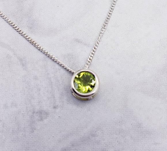 Peridot Slider Necklace - August Birthstone