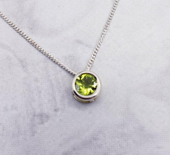 Peridot Slider Necklace - August Birthstone