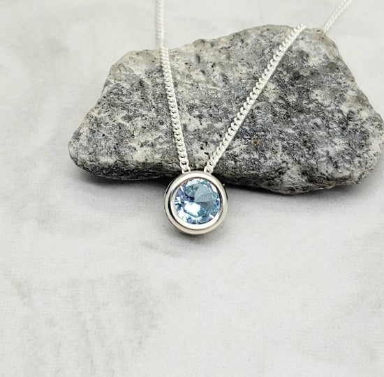 Sky Blue Topaz Slider Necklace - March Birthstone