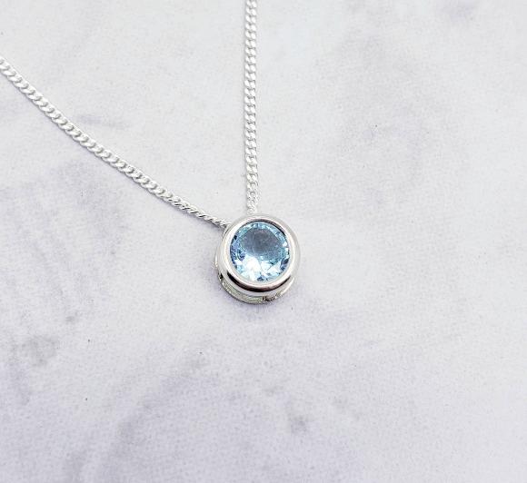 Sky Blue Topaz Slider Necklace - March Birthstone