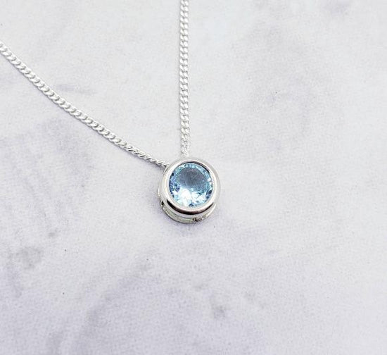 Sky Blue Topaz Slider Necklace - March Birthstone