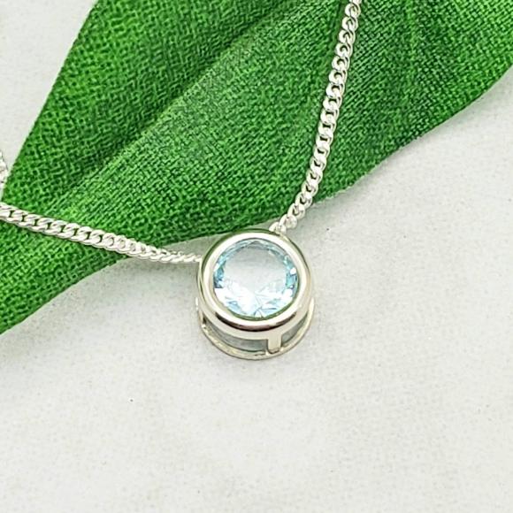 Sky Blue Topaz Slider Necklace - March Birthstone