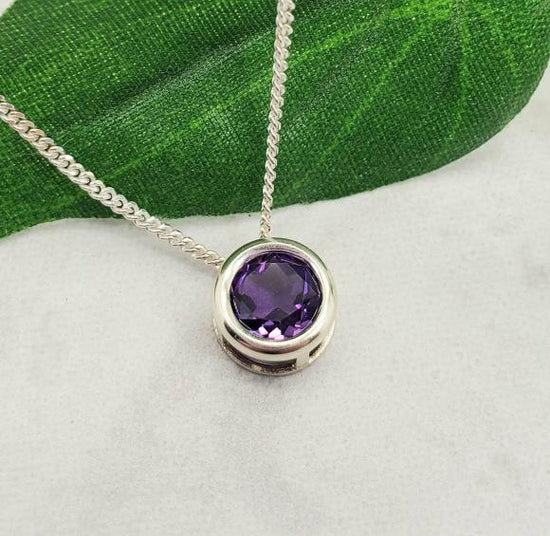 Amethyst Slider Necklace - February Birthstone