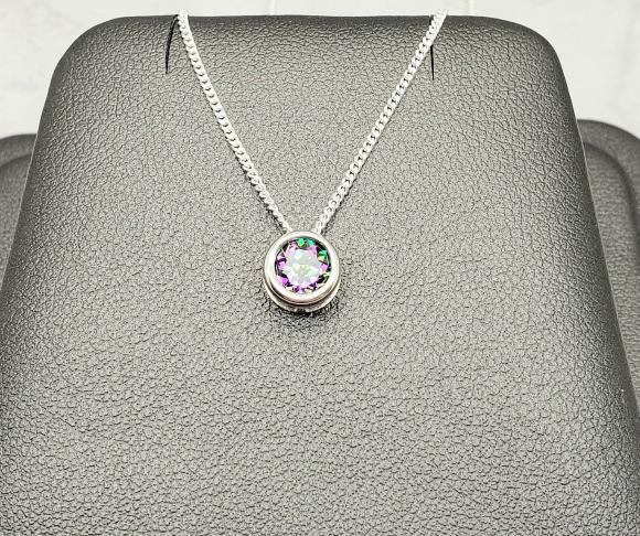 Mystic Topaz Slider Necklace - Gemstone Necklace