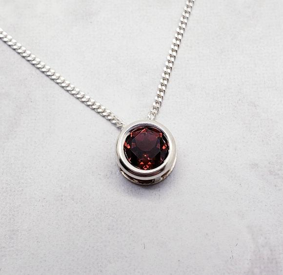 Garnet Slider Necklace - January Birthstone