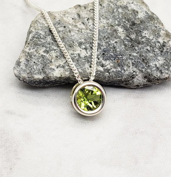 Peridot Slider Necklace - August Birthstone