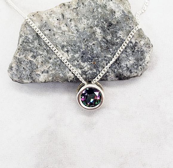 Mystic Topaz Slider Necklace - Gemstone Necklace