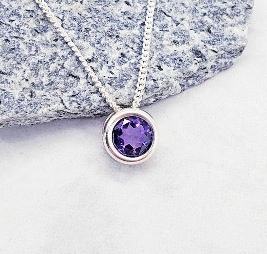 Amethyst Slider Necklace - February Birthstone