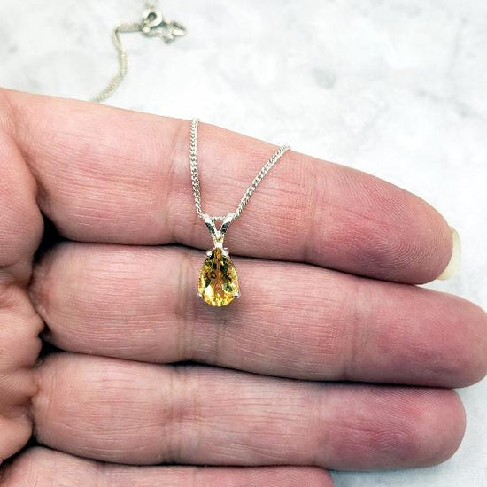 Citrine Pear Cut Necklace - November Birthday