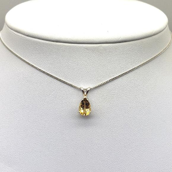 Citrine Pear Cut Necklace - November Birthday