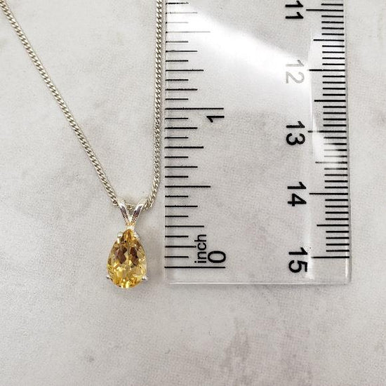 Citrine Pear Cut Necklace - November Birthday