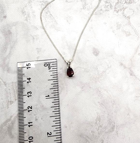 Teardrop Garnet Gemstone Necklace - January Birthstone