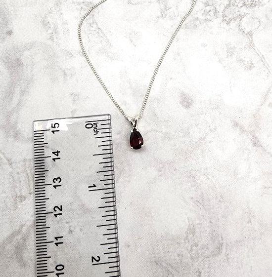 Teardrop Garnet Gemstone Necklace - January Birthstone