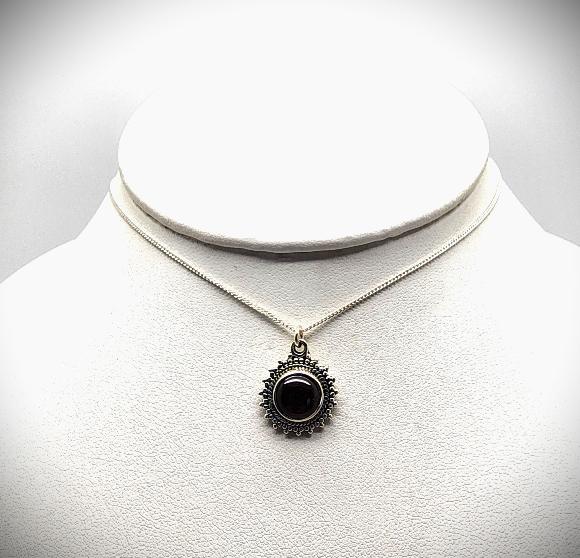 Round Sunburst Garnet Necklace - January Birthstone